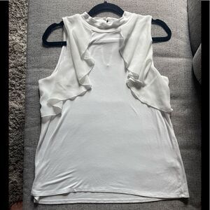Cable and Gauge Petite sleeveless top, white, size large petite.